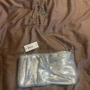 Jessica McClintock Silver Sequin Chain cross body Bag